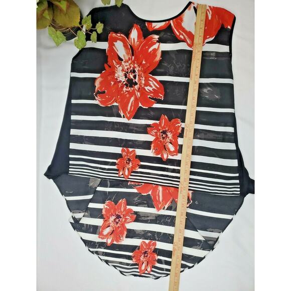 Signature Studio Womens Top Plus Size L Black Floral Hi-Low Sleeveless Shirt 0X - Picture 3 of 7